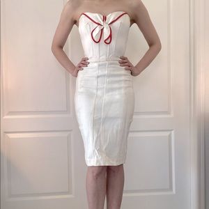 Betsey Johnson White and Red Denim Sailor Dress Size 4